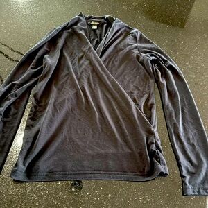 Banana Republic black long sleeve cross wrap top